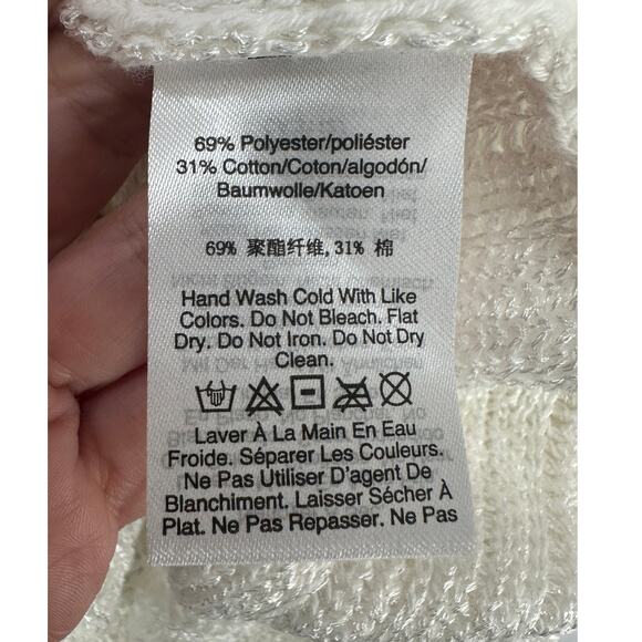 DKNY ivory metallic white crochet long sleeves tunic sweater size Large - Picture 4 of 10